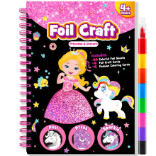 LIKYMO Foil Art - Foil Craft, Art and Craft for Kids, No Mess Colouring Book, DIY Creative Activity, Travel Toys