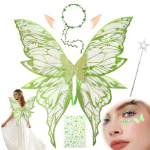 Fairy Wings for Girls Women, Butterfly Wings for Adults, Butterfly Elf Dress up Set, Fairy Wand Crown Ears for Halloween Costume