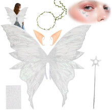 Fairy Wings for Girls Women, Butterfly Wings for Adults, Butterfly Elf Dress up Set, Fairy Wand Crown Ears for Halloween Costume