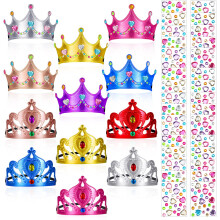 22 Pcs Crown Crafts 12 Foam Tiaras 10 Stickers, Multicolor, Vintage