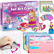 URMYWO Foil Fun Arts & Crafts for Kids Ages 4-12 | Large Size | 20 Themes | Double Sided with Coloring Back | No Mess Art Kit