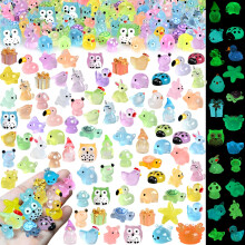 210Pcs Mini Resin Animals Luminous Tiny Small Glass Animals Bulk Little Plastic Figurines Fairy Garden Dollhose Decor Mini Ducks Turtle Owl Frog Dog