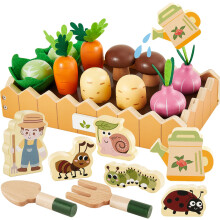 HERSITY Carrot Harvest Game Wooden Toy Vegetable Kids Gardening Set age 2+