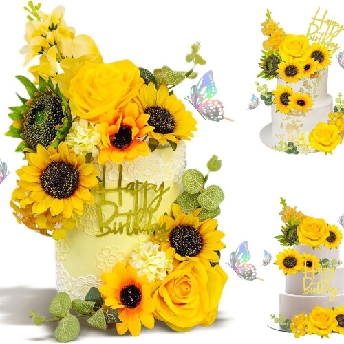 Sunflower Cake Decorations - 19PCS Sunflowers Birthday Decor