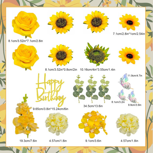 Sunflower Cake Decorations - 19PCS Sunflowers Birthday Decor 1