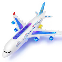 Electric Airplane Toy for Toddlers, Bump and Go Aircraft Vehicle with Music and Flashing Lights, Automatic Driving Plane Toy