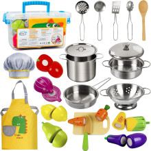 EFO SHM Toy Kitchen Accessories Role Play Cutting Food Toy Cookware Pot & Pan Set