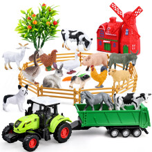 SIENON 26Pcs Mini Realistic Farm Animals Figures with Tractor Toys