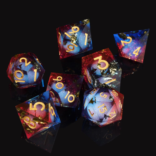 ORUZA Liquid Core DND Dice Set Polyhedral Resin Sharp Edge D&D Dice 7 PCS