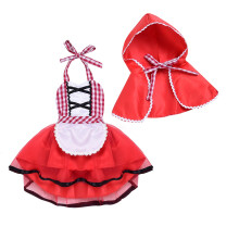 Baby Girls Little Red Riding Hood Costume Set with Hooded Cloak Infant Toddler Princess Fairy Tale Carnival Dress Outfit for Halloween Christmas