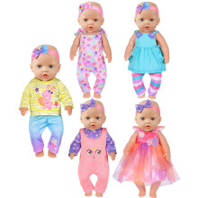 5 Sets Doll Clothes and Accessories for 43cm/ 17 inch New Baby Dolls include Outfits, Dress, Headband (Doll Not Included)