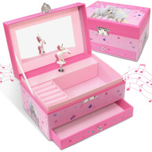 Music Girls Jewellery Box, Kids Jewellery Box w/ Drawer & Spinning Unicorn