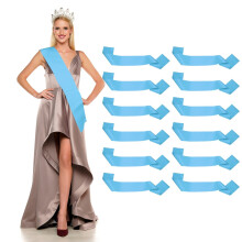 Satin Sash, Blank Sash, Pageant Ribbon 12 Pack & Light Blue