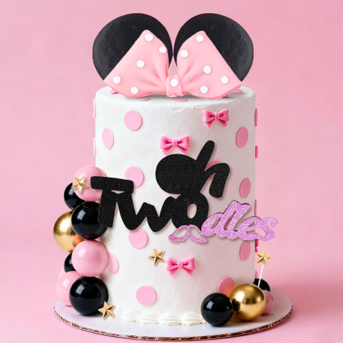 Mouse Cake Topper Oh Twodles Pink Bow Ears Cake Decorations 2