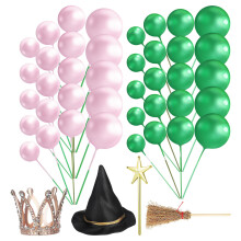 UKCOCO 44-Piece Wicked Cake Decorations Kit - EVA Foam Witch Hat, Crown, Broom & Star Wand Toppers for Halloween & Birthday Parties