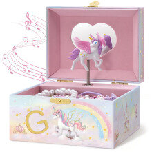 Lolalet Unicorn Musical Jewelry Box Gift for Girls Kids(Box Only) -Letter G