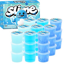 24 Pack Blue Slimes, Party Favors Kit, Mini Glow in The Dark Galaxy Bulk Slime, Stretchy Stress Relief for Kids, Soft Putty DIY Toy