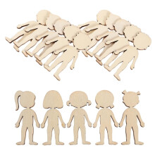 NOLITOY 100pcs Wooden People Cutouts for DIY Crafts, Natural Wood Slices Blanks Boy Girl Shapes