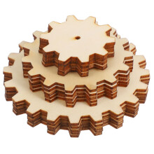 Operitacx 45pcs Wooden Gear Parts Unfinished Round Wood Circles for DIY Crafts, Natural Wood Material, Sizes 5cm 7.5cm 10cm