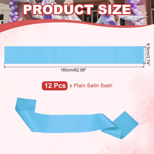 Satin Sash, Blank Sash, Pageant Ribbon 12 Pack & Light Blue 1