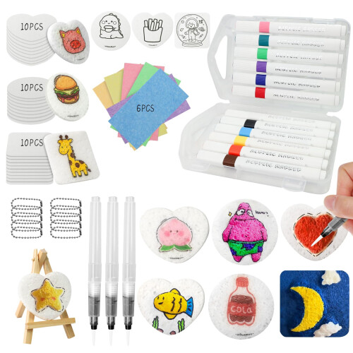 Magic Puffy Paint Kit,62 Pcs Magic Foam Texture Painting Kit,3D Drawing Set