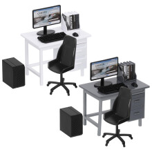 BESPORTBLE 2 Sets Miniature Dollhouse Furniture Set Computer Desk Chair Mouse Keyboard Office Table Model 1 12 Dollhouse Accessories for Pretend Play