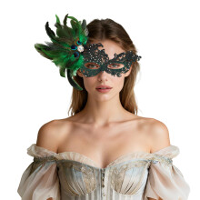 Oidea Feather Masquerade Mask for Women: Elegant Rhinestone Lace Half Face Party Mask Halloween Prom Ball Costume Accessory