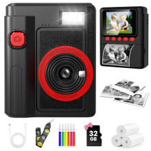 QIVORO Kids Camera Instant Print, 1080P Instant Digital Print Camera for Kids with 32GB Card & 3 Rolls Photo Paper. Christmas Birthday Gift Toys for