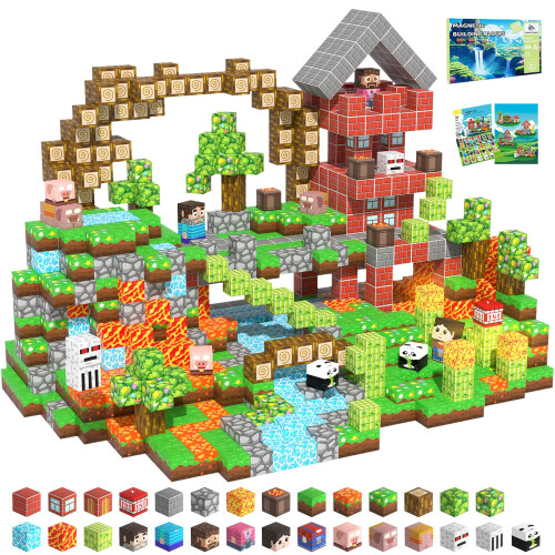 Magnetic Blocks for Kids Age 3+, 150PCS (Bamboo Forest Castle)