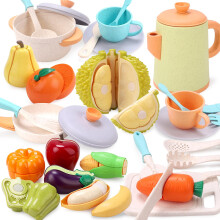 Kids Kitchen Accessories, Pretend Role Play Cutting Fruit Fake Food Toy & Cookware Pot & Pan Set