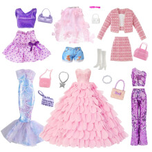 21 Pcs Doll Clothes for 11.5 Inch Dolls Compatible with Barbie Strapless Princess Dress Chunky Knit Set Sequin Stage Set Neck Petal Set Mermaid Gown
