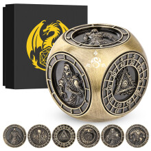 DND Fingertip Spinner Dice, Polyhedral Rotating Game Dice, 7-in-1 Metal Dice Set with 3D Pattern, for DND Gifts with Dragon Logo Gift Box