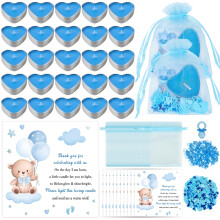 Defresit 50 Sets Baby Shower Favors Tea Light Candles for Guest Cute Boy Baby Shower Party Favors Gifts with Thank Cards Gender Reveal Party
