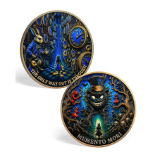 Black Cat Memento Mori Coin - The Mysterious Journey Memento Vivere Coin with Skull Design- Stoic EDC Challenge Coin