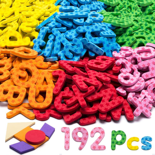 192 Pcs 9 Colors Magnetic Letters Numbers Foam Set