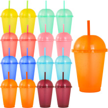 16 Pcs Tumblers with Lids & Straws, Smoothie Cup, Party Water Cup Set