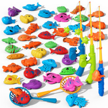 Magnetic Fishing Pool Toys Game for Kids Toddlers Ages 3-5 4-8, with Fishing Rod & Net, Plastic Floating Fish