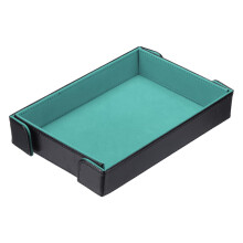 sourcing map PU Leather Dice Tray, Rectangle Magnetic Folding Velvet Portable Folding Dice Rolling Tray for Table Games Keys Wallet Watch Coin