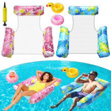 2 Pack Lilo Pool Inflatables with 2 Drink Holders and 1 Air Pump