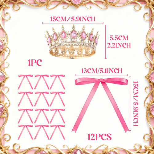 Pink Crown Cake Topper Queen Crown Tiara Cake Decorations 1