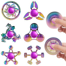 6 Pack Rainbow Metal Fidget Spinners Sensory Fidget Toy for Kids Adults Durable Office Desk Sensory Toys for Stress Relief & Anxiety