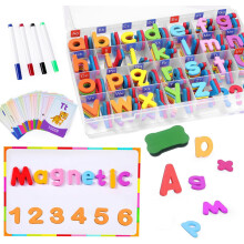 Magnetic Letters & Numbers for Children - Thick Foam Fridge Magnets, 234 Letters & 10 Numbers with Magnetic Board, Storage Box