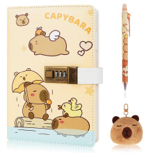 Capybara Notebook with Lock Pen A5 Stationery Capybara Gifts for Girls Boys