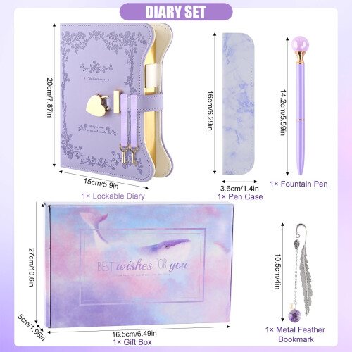 Girls Diary with Lock and Key Journal Gift Set 1