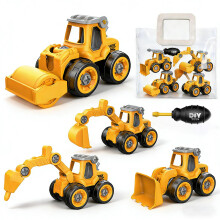 Take Apart Toy Construction Truck, STEM Learning Engineering Building Kit for Kids Ages 3-7, 4 in 1 DIY Truck Set with Tool for Kids Children (yellow)
