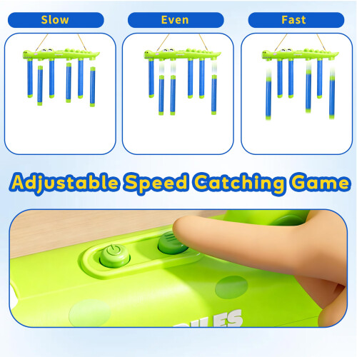 Catching Sticks Game, Drop Sticks Game with 3-Speed Remote Control, Hand Speed Challenge Games for Solo/Dual Play 2