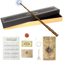 Magic Wand, 38 cm Her-mione Light Up Wand, Magic Wands in Gift Box with Spell Card, Station Ticket & Necklace Bracelet