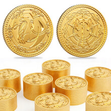 Byhoo Gold Coin 50 PCS, Dragon Yue Metal Coins for DND with PU Leather Pouch, Heavy Duty Zinc Alloy Double-Sided Dragon & Axe Relief Tokens