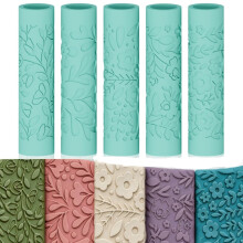 ORIGACH 5 Pcs Floral Plant Polymer Clay Texture Rollers Earring Making
