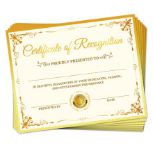 30Pcs Certificates of Recognition, 25x20cm Blank Gold Foil Award for Motivate Students and Employees, Certificate Paper for Classroom, Office